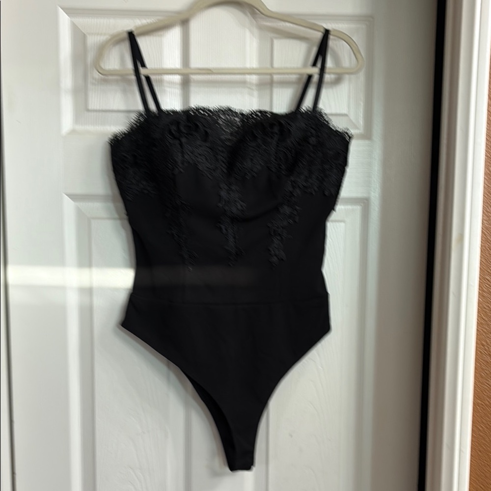 Haute Monde Black Chemise Structured Bustier bodysuit